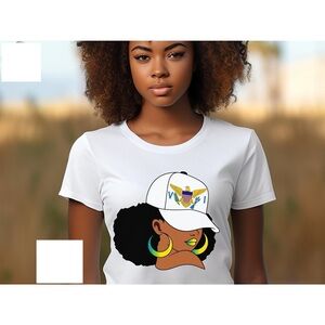 Virgin Islands Afro Girl Baseball Cap Flag T-Shirt